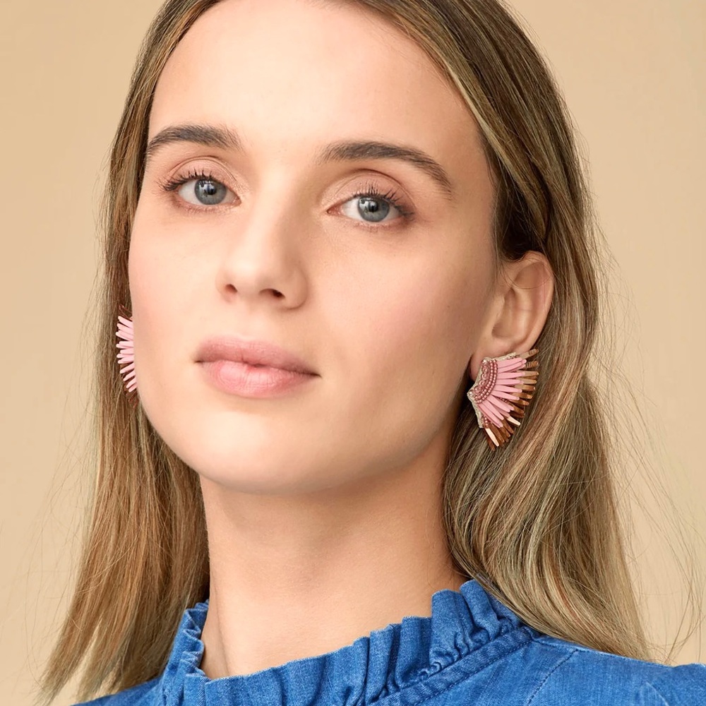 🌺🎉HP🎉🌺 NWT Mignonne Gavigan Mini Madeline Earrings Rose Gold Pink - Picture 15 of 16